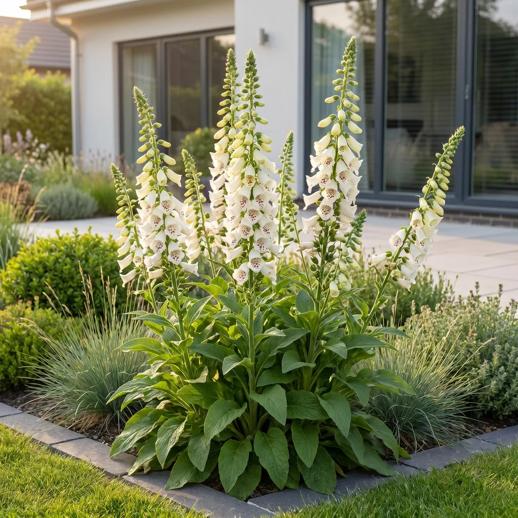 Roter Fingerhut 'Dalmatian White' (Digitalis purpurea) – winterharte Staude, Topf-Ø 11 cm, Höhe ca. 15–25 cm