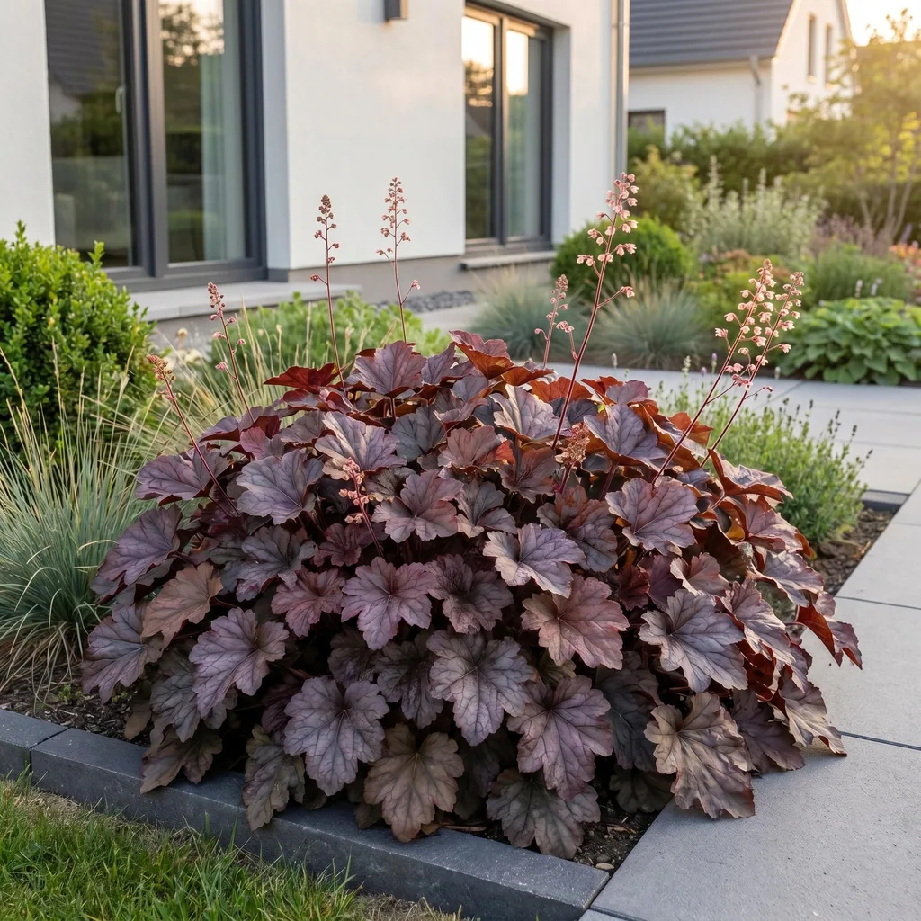 Kleinblütiges Purpurglöckchen 'Palace Purple' (Heuchera micrantha) – winterharte Blattschmuckstaude, Topf-Ø 11 cm, Höhe ca. 15–25 cm