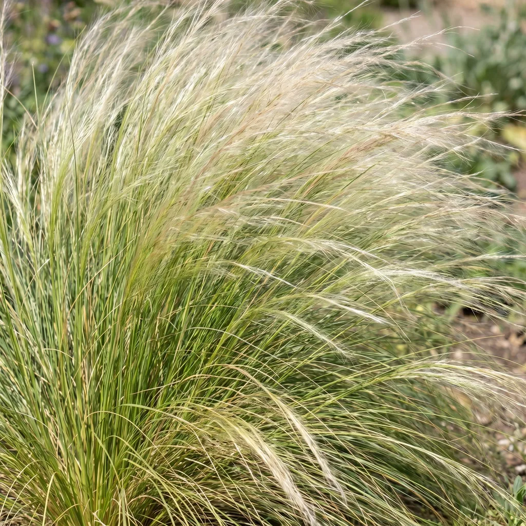 Engelshaar-Federgras 'Ponytails' (Stipa tenuissima) – winterhartes Ziergras, Topf-Ø 11 cm, Höhe ca. 15–25 cm