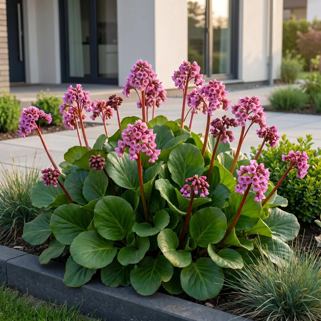 Herzblatt-Bergenie 24er-Set (Bergenia cordifolia) – winterharte Staude, Topf-Ø 11 cm, Höhe ca. 15–25 cm