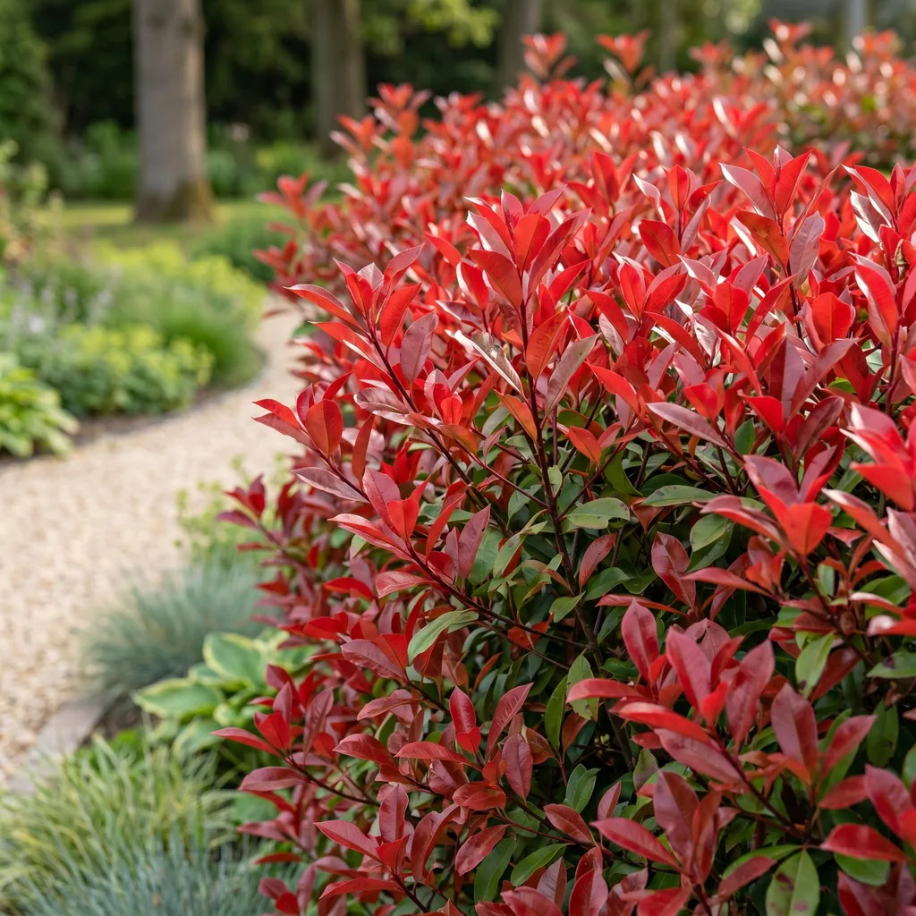 Glanzmispel 'Red Robin' 16er-Set (Photinia fraseri) – bedingt winterharter Zierstrauch, Topf-Ø 9 cm, Höhe ca. 25–35 cm