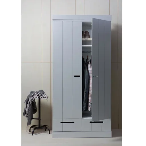 WOOOD - Schrank Connect, 2-türig, mit 2 Schubladen, Kiefer, 195x94x53 cm