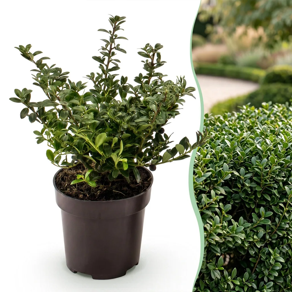 Japanische Stechpalme 'Stokes' 8er-Set (Ilex crenata) – winterharter immergrüner Strauch, Topf-Ø 9 cm, Höhe ca. 20–30 cm