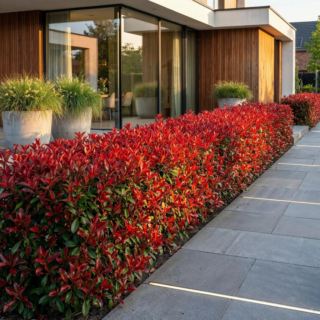 Glanzmispel 'Little Red Robin' 40er-Set (Photinia fraseri) – bedingt winterharter Zierstrauch, Topf-Ø 9 cm, Höhe ca. 25–35 cm