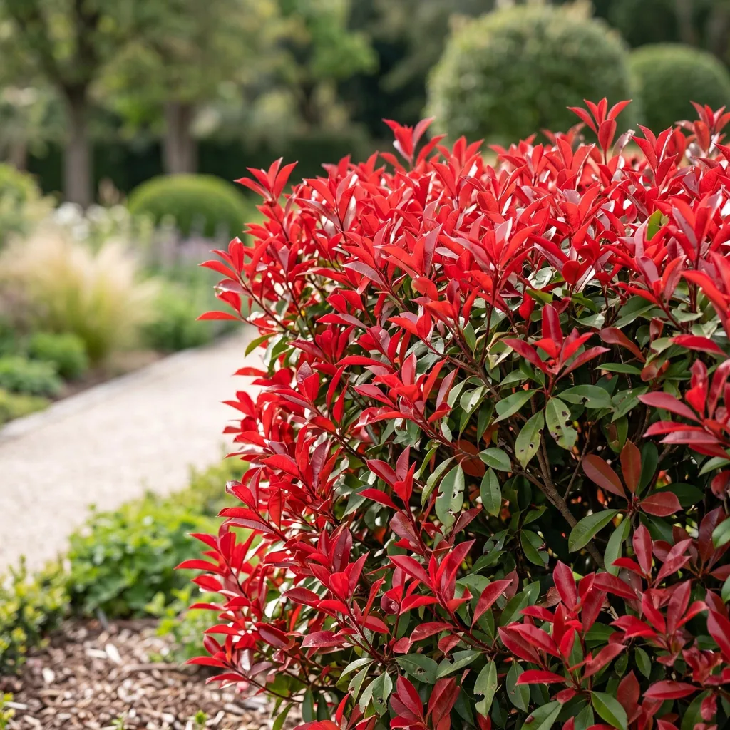 Glanzmispel 'Little Red Robin' 40er-Set (Photinia fraseri) – bedingt winterharter Zierstrauch, Topf-Ø 9 cm, Höhe ca. 25–35 cm