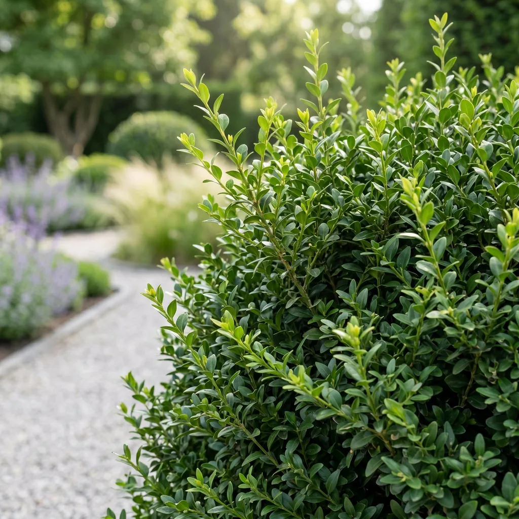 Gewöhnlicher Buchsbaum 24er-Set (Buxus sempervirens) – winterharter immergrüner Strauch, Topf-Ø 9 cm, Höhe ca. 20–25 cm