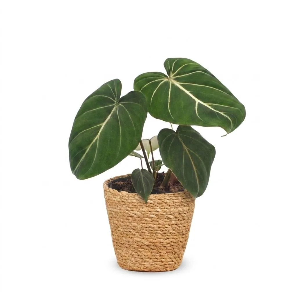 Philodendron (Philodendron gloriosum) – pflegeleichte Zimmerpflanze, im Dekokorb, Topf-Ø 12 cm, Höhe ca. 25 cm