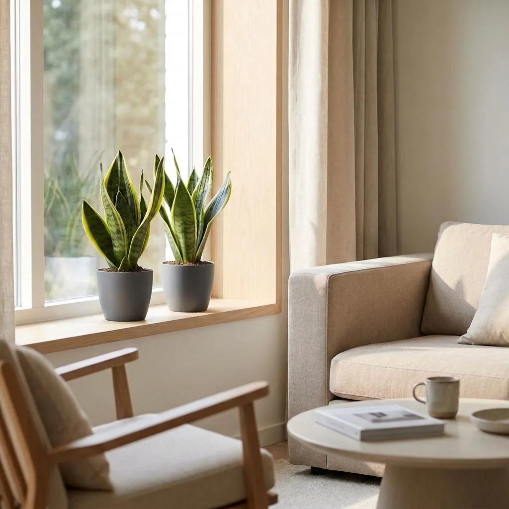 Bogenhanf 'Future Superb' 2er-Set (Sansevieria) – pflegeleichte Zimmerpflanze, im grauen Übertopf, Topf-Ø 12 cm, Höhe ca. 35 cm