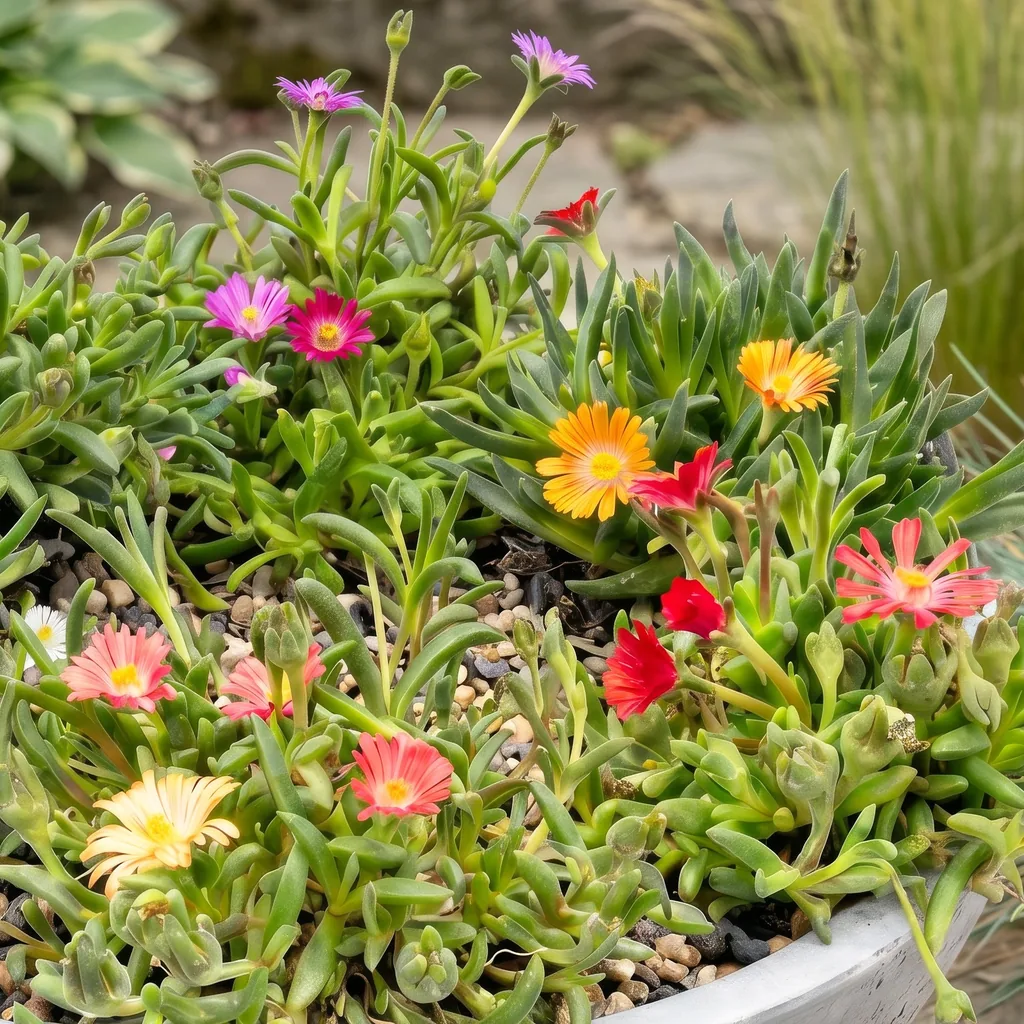 Mittagsblume 6er-Set (Delosperma cooperi) – winterharte Staude, Topf-Ø 7 cm, Höhe ca. 7 cm