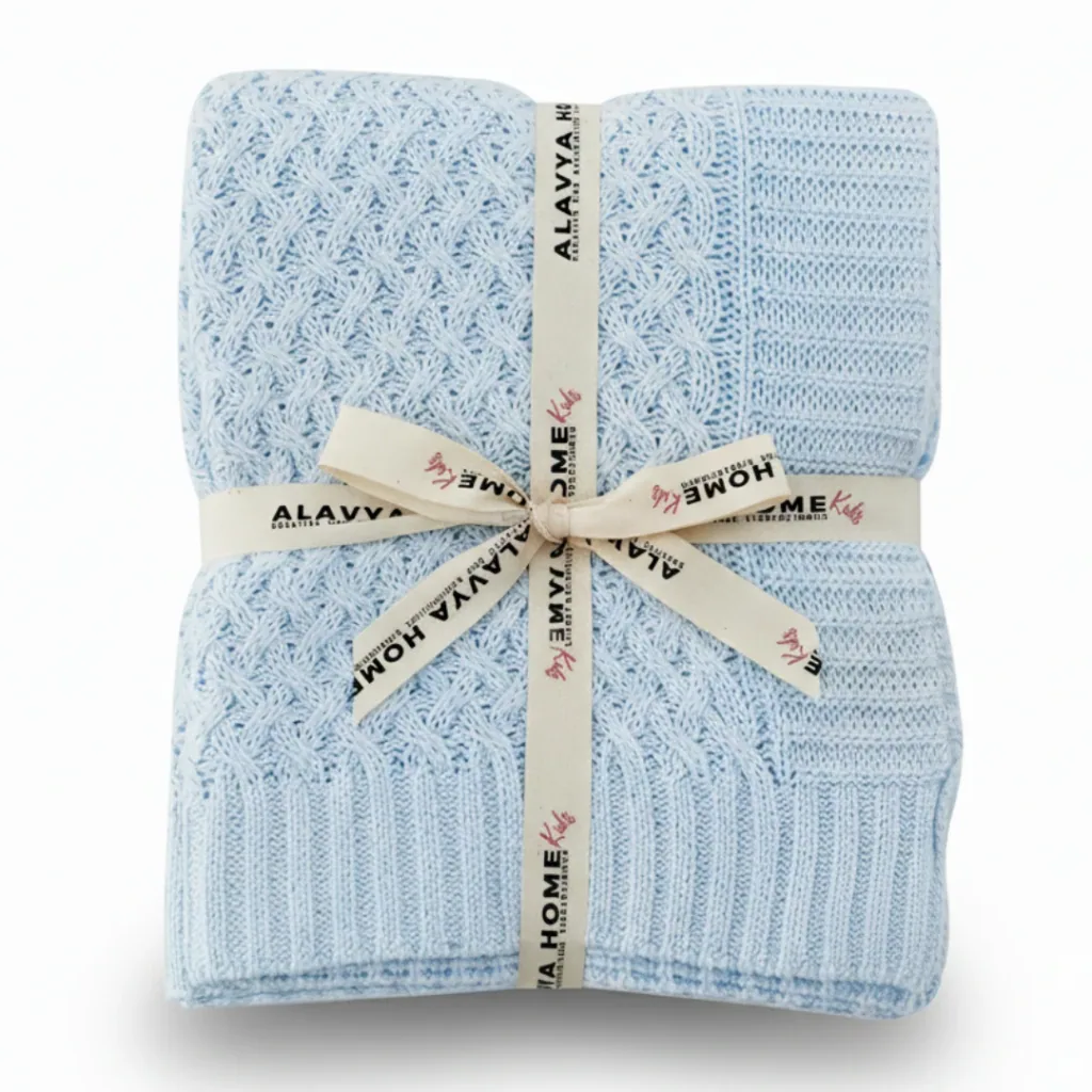 Alavya Home Babydecke 75x100 cm GOTS Bio-Baumwolle - Blau