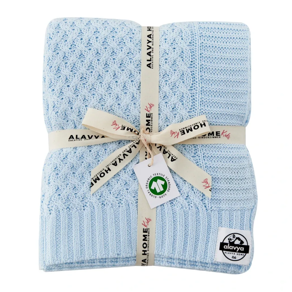Alavya Home Babydecke 75x100 cm GOTS Bio-Baumwolle - Blau