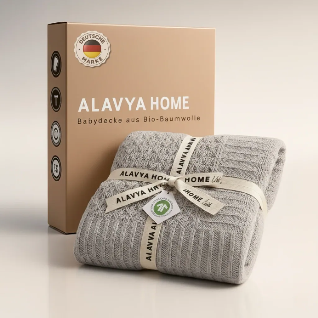 Alavya Home Babydecke 75x100 cm GOTS Bio-Baumwolle - Grau