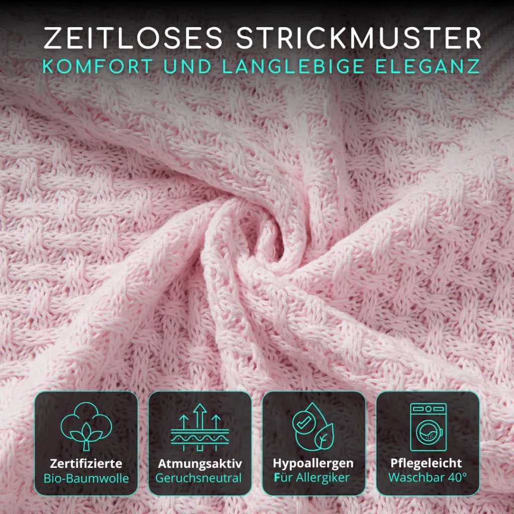 Alavya Home Babydecke 75x100 cm GOTS Bio-Baumwolle - Rosa