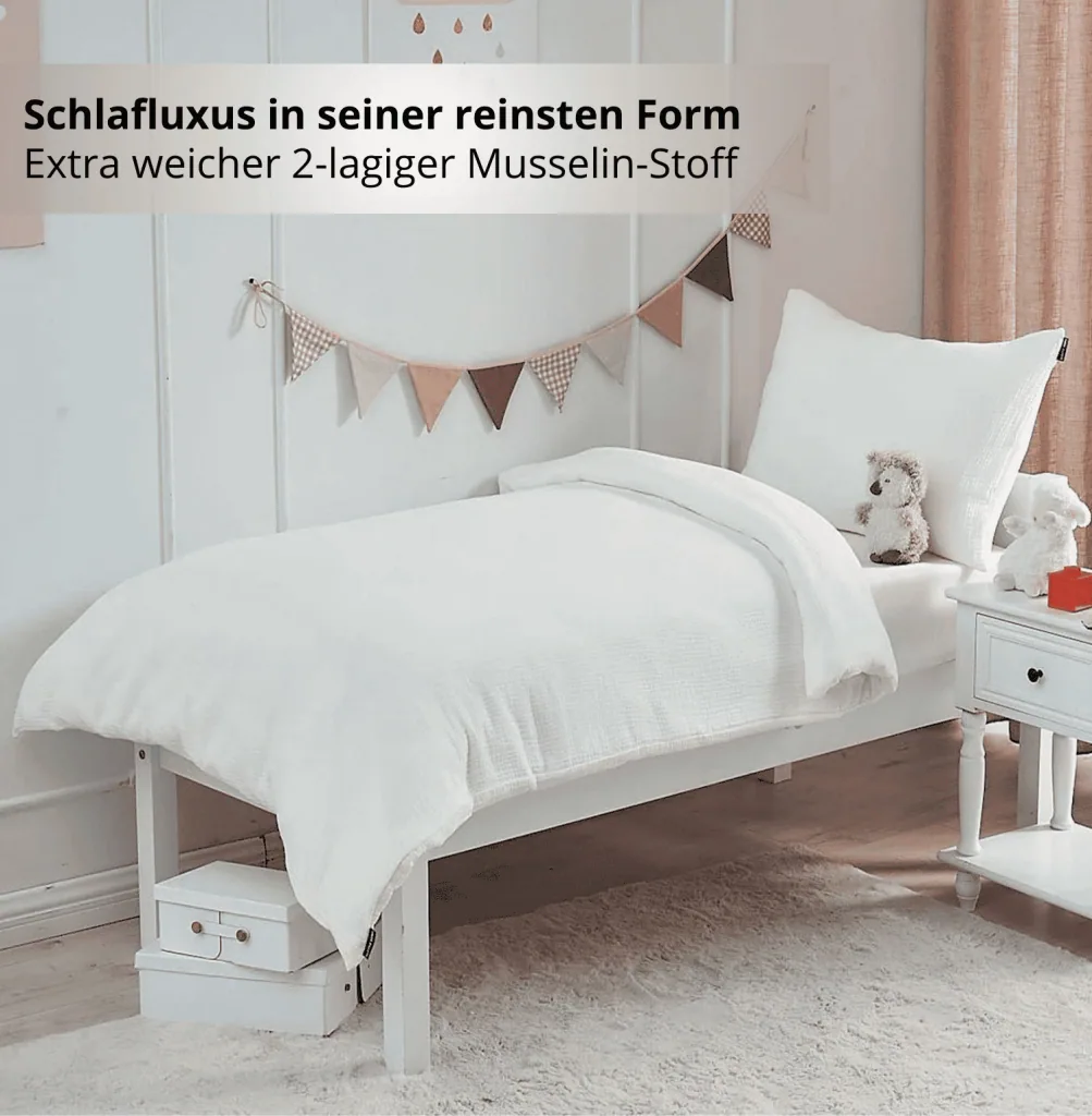 Alavya Home Kinderbettwäsche 135x200 cm Baumwolle - 2er-Set, Weiß