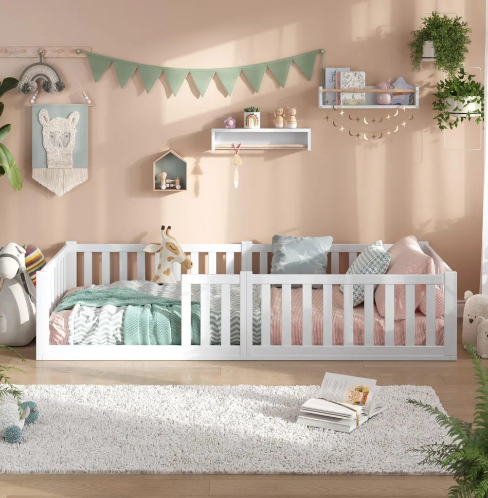 Alavya Home Bodenbett TITAN aus Buche Weiß 80 x 160 cm - FSC 100%