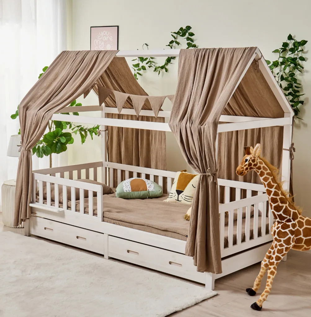 Alavya Home Dekoset aus 100% Bio-Musselin Baumwolle | 125x350cm Braun