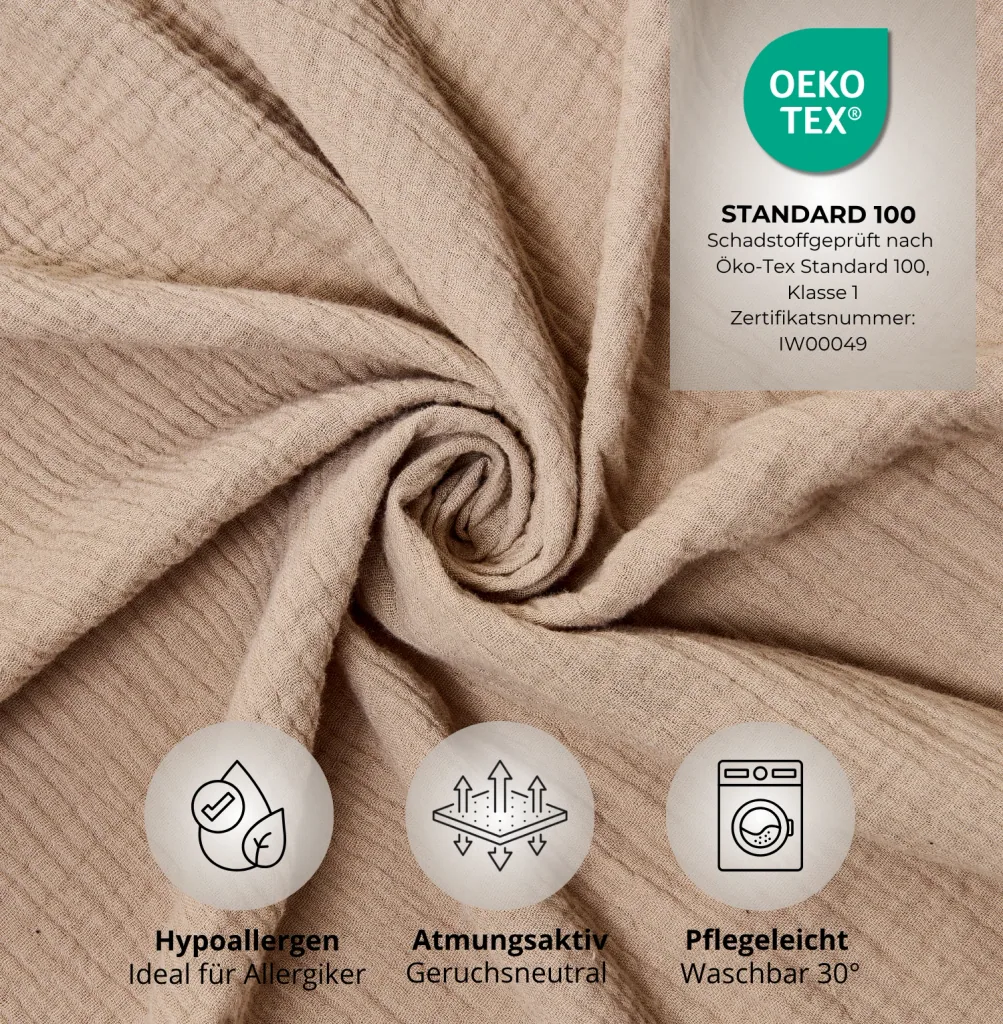 Alavya Home Dekoset aus 100% Bio-Musselin Baumwolle | 125x350cm Braun
