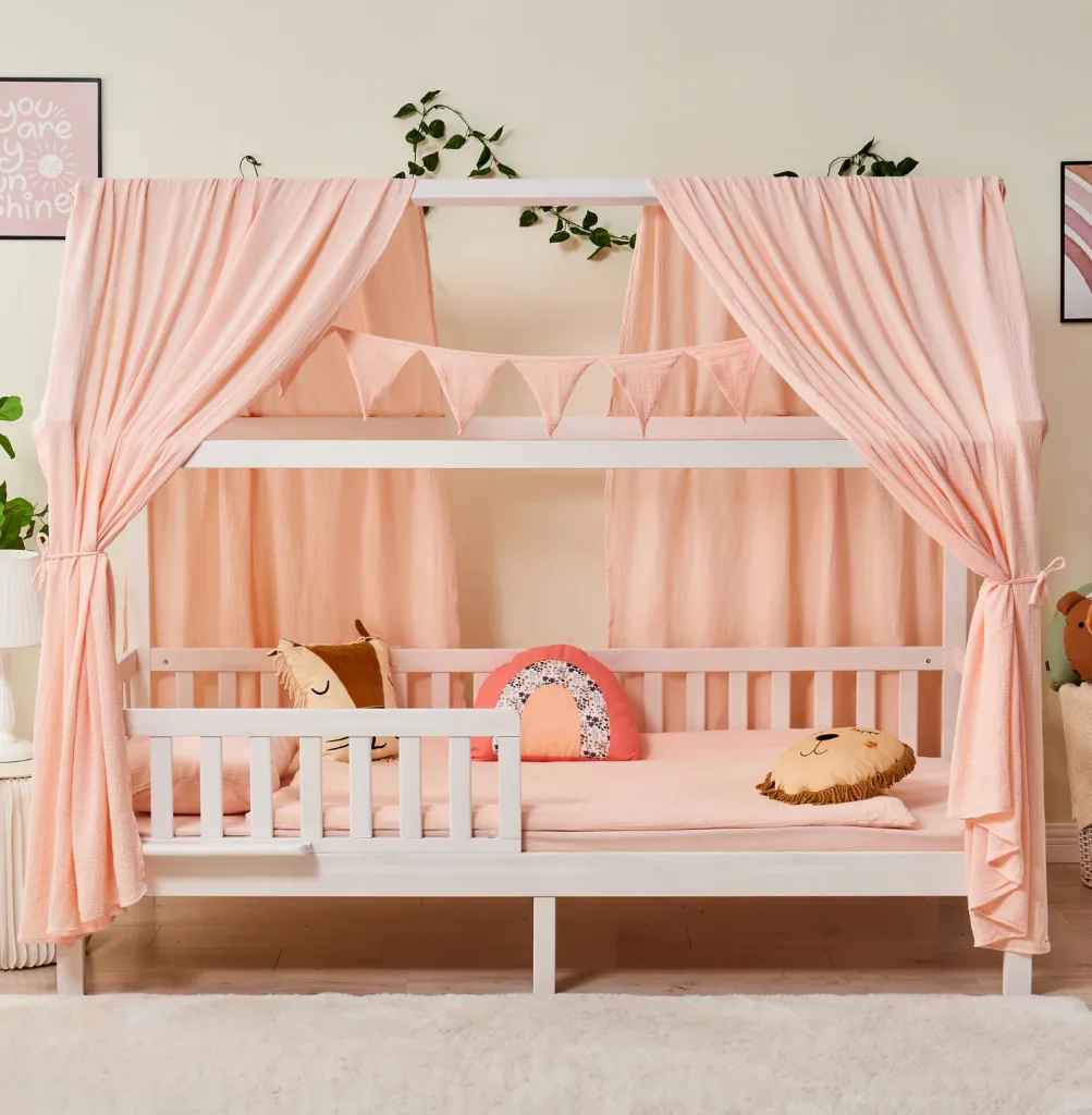 Alavya Home Dekoset aus 100% Bio-Musselin Baumwolle | 125x350cm Hellrosa