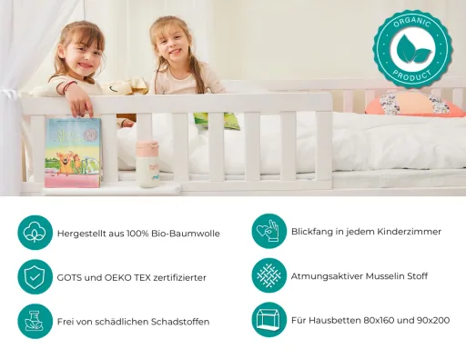Alavya Home Deko-Set Musselin 125x350 cm Bio-Musselin Baumwolle - Rosa