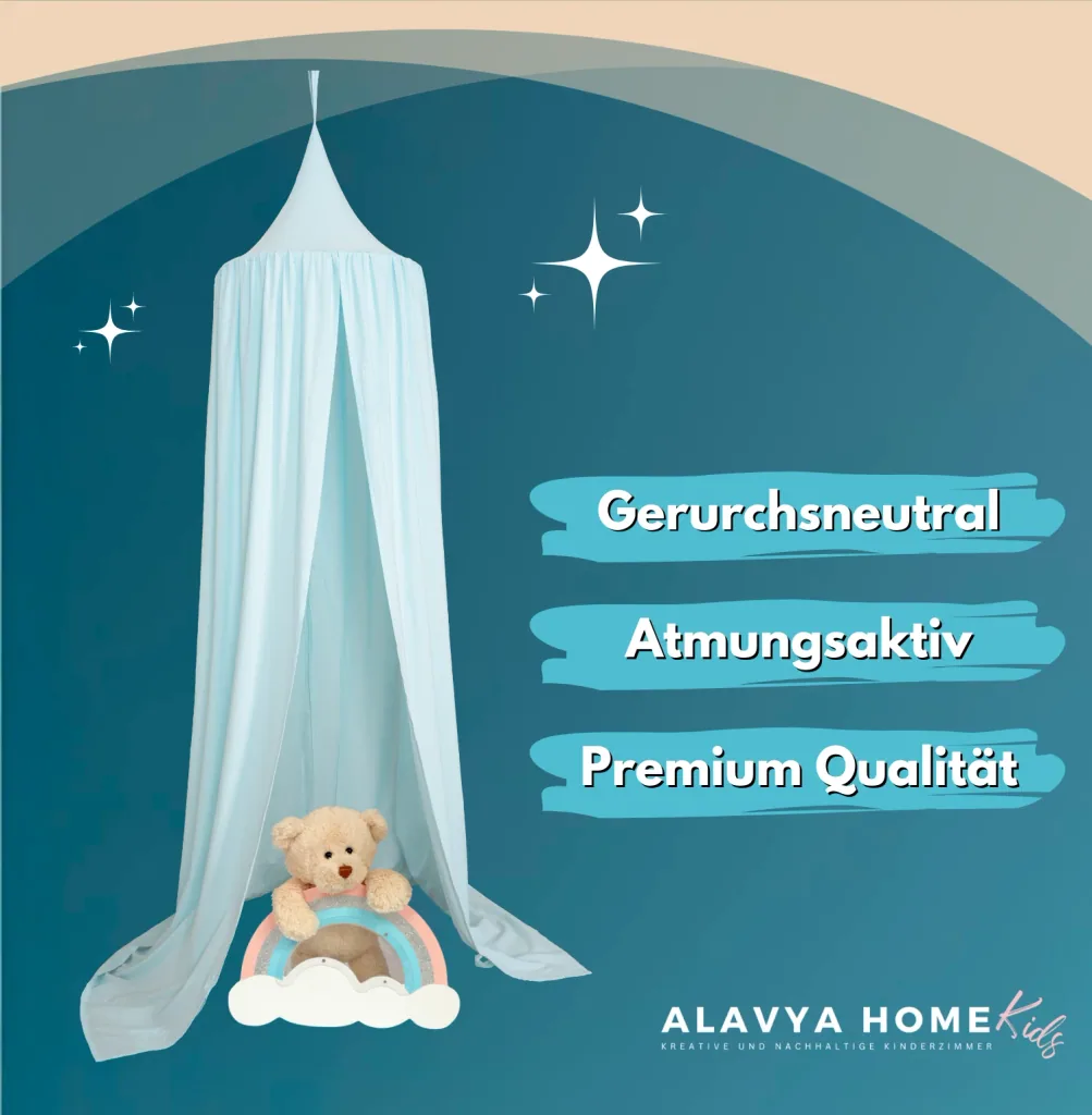 Alavya Home Baldachin Betthimmel 250x50 cm Bio-Musselin Baumwolle - Blau
