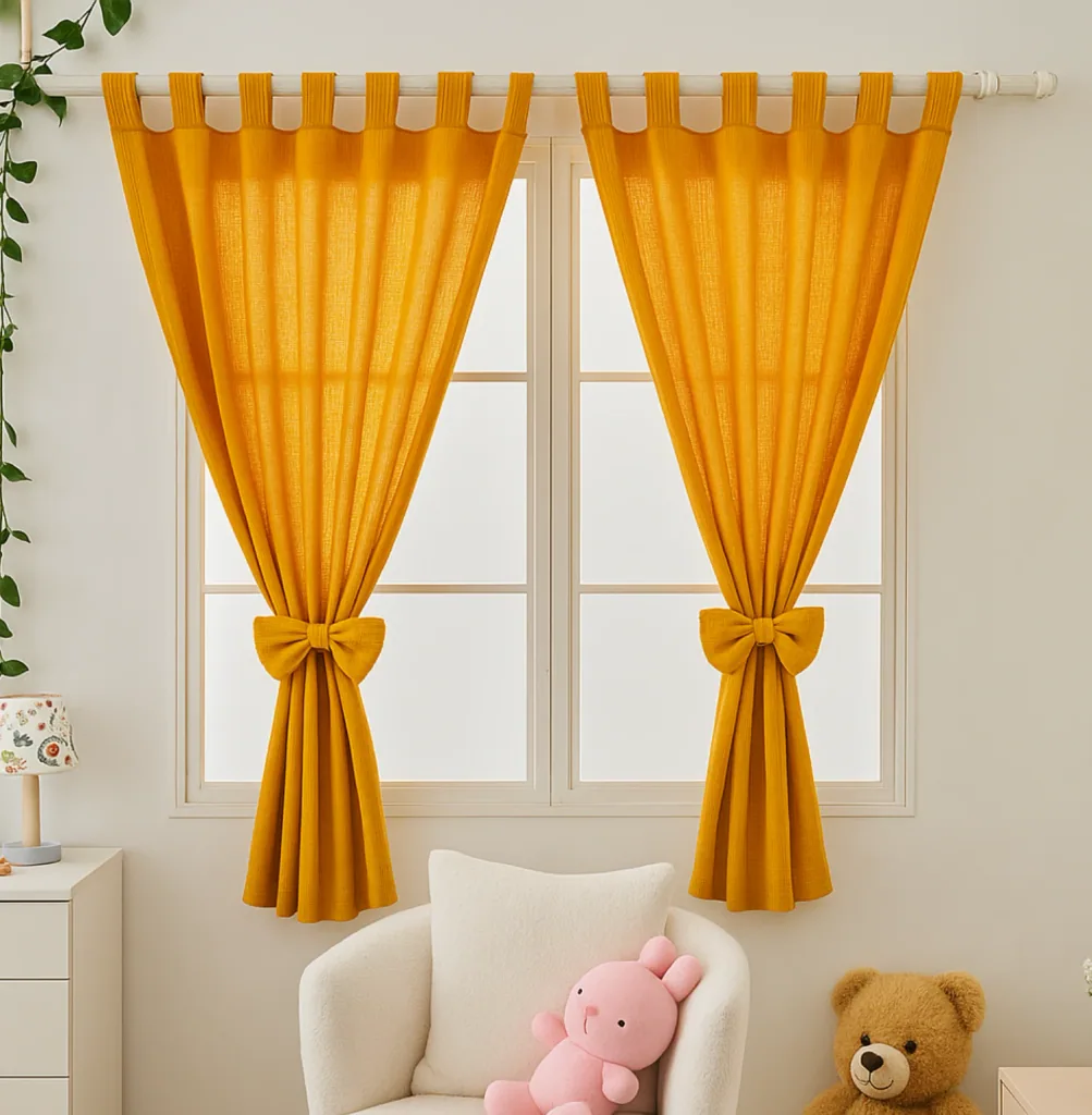 Alavya Home Vorhänge Schlaufen 100x150 cm Baumwolle - 2er-Set, Senfgelb