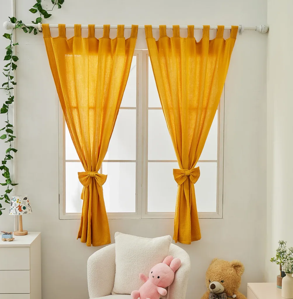 Alavya Home Vorhänge Schlaufen 100x150 cm Baumwolle - 2er-Set, Senfgelb