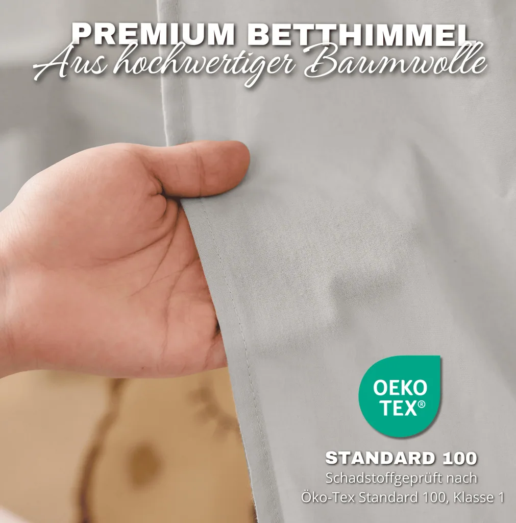 Alavya Home Babybett Betthimmel mit Himmelstange 150x240 cm Bio-Baumwolle - Grau