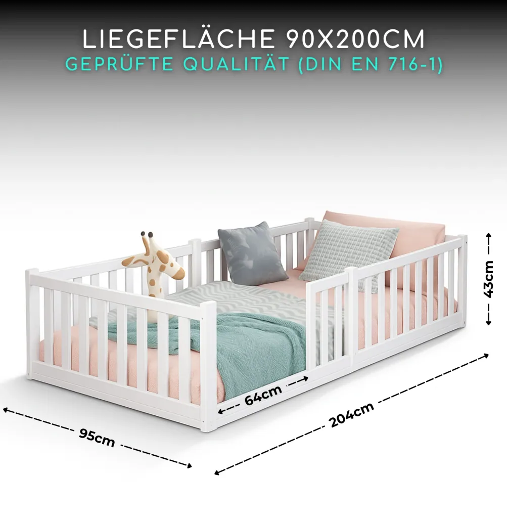 Alavya Home Bodenbett TITAN mit Matratze 90 x 200 cm