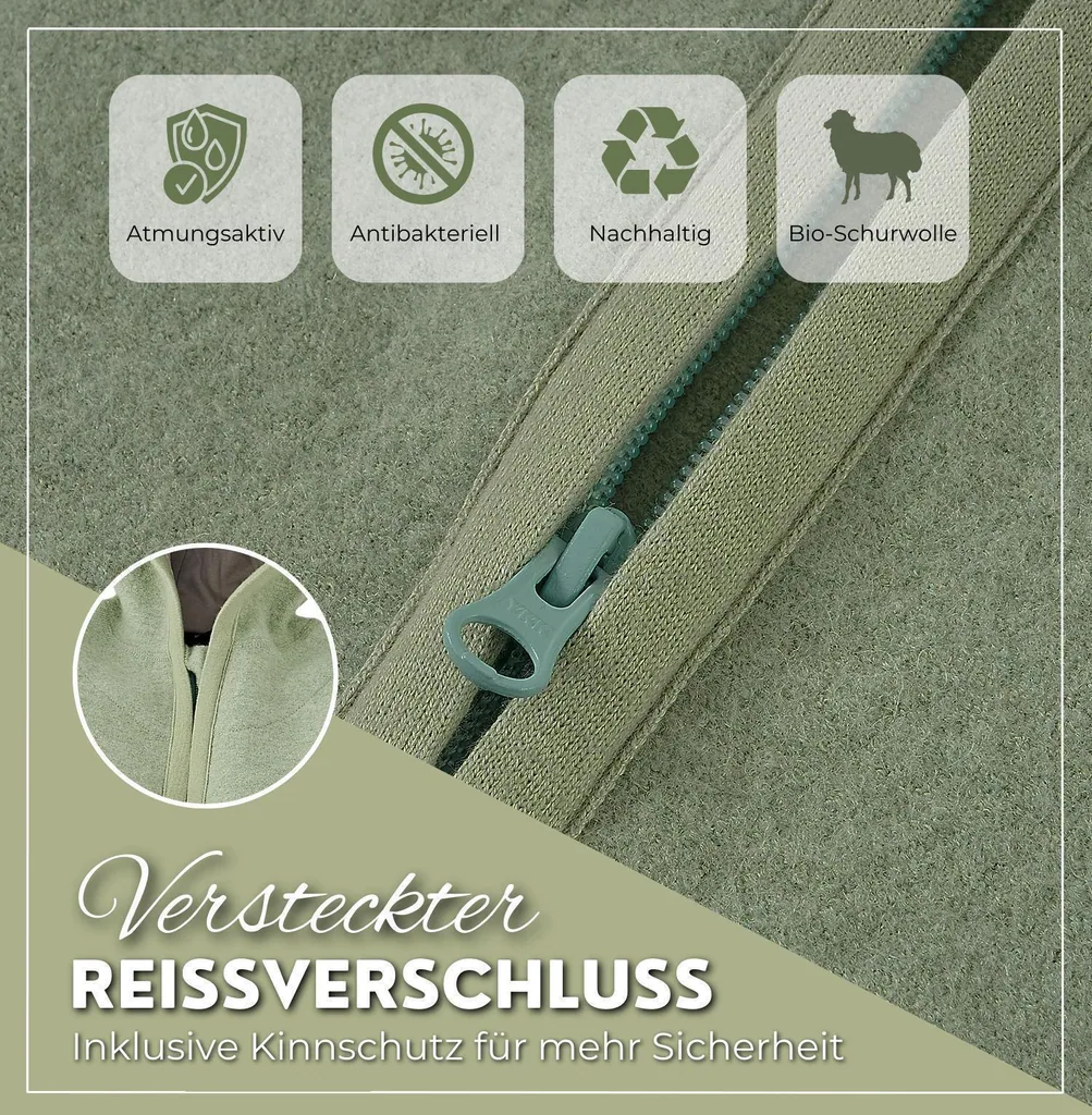 Alavya Home Walkoverall Bio-Schurwolle - Khaki und Grau - 2er Set 62/68