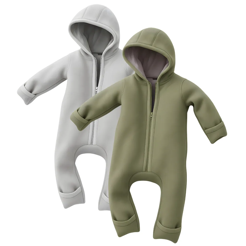 Alavya Home Walkoverall Bio-Schurwolle - Khaki und Grau - 2er Set 62/68