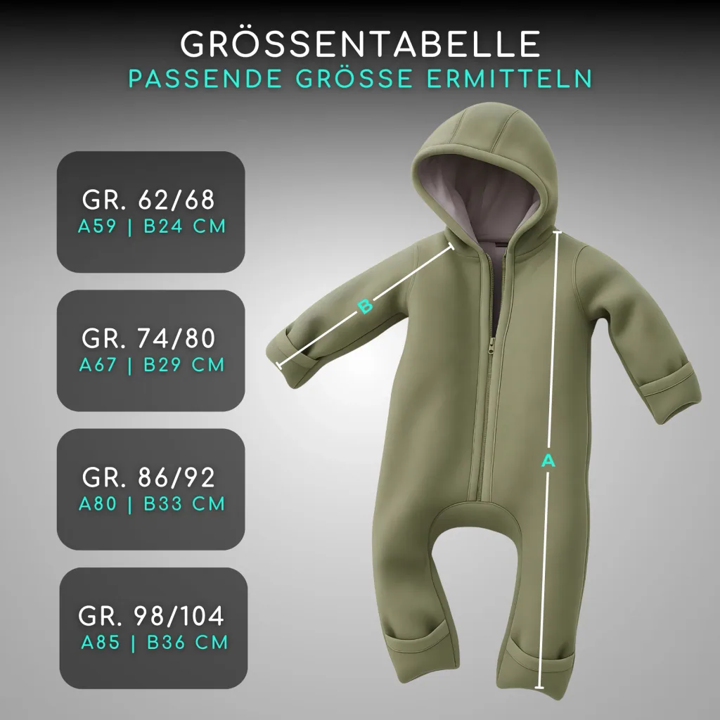 Alavya Home Walkoverall Bio-Schurwolle - Khaki und Grau - 2er Set 74/80