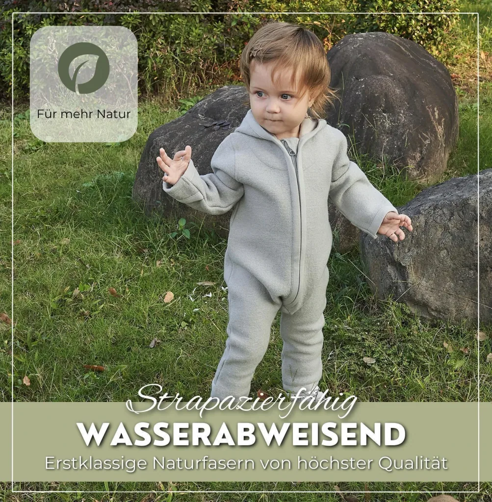 Alavya Home Walkoverall 98/104 Bio-Schurwolle - 2er-Set, Khaki und Grau