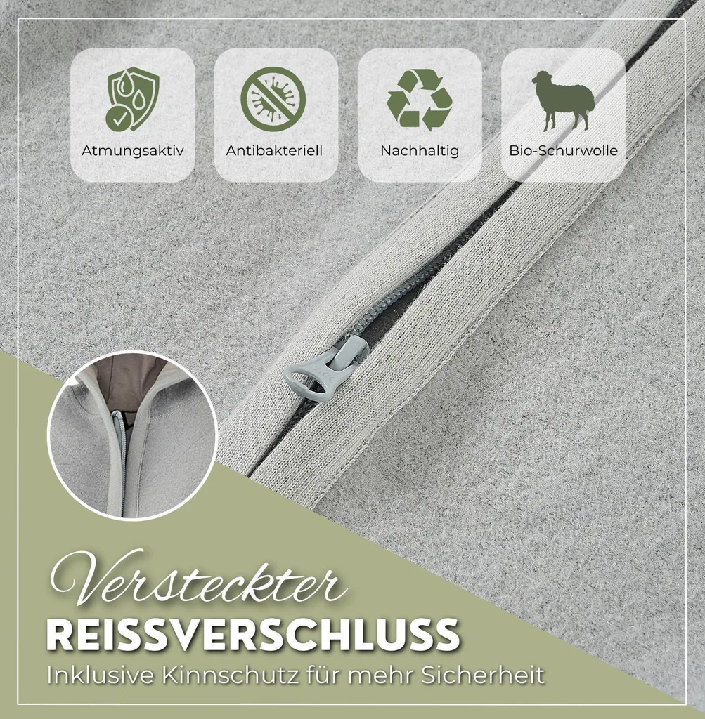 Alavya Home Walkoverall 98/104 Bio-Schurwolle - 2er-Set, Khaki und Grau