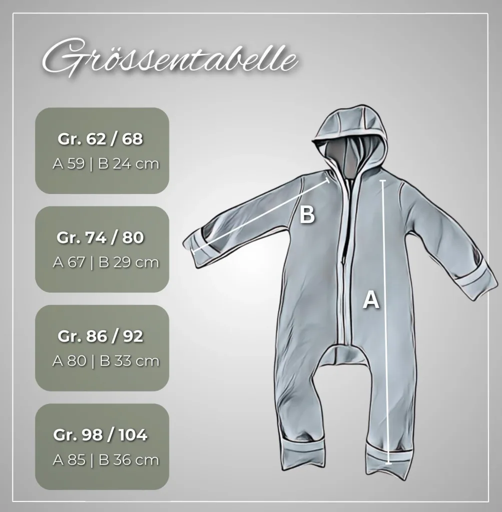Alavya Home Walkoverall 98/104 Bio-Schurwolle - 2er-Set, Khaki und Grau
