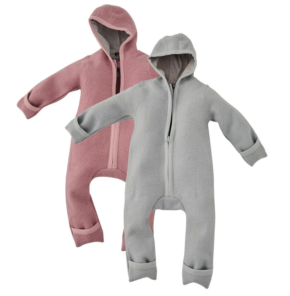 Alavya Home Walkoverall 86/92 Bio-Schurwolle - 2er-Set, Rosa + Grau