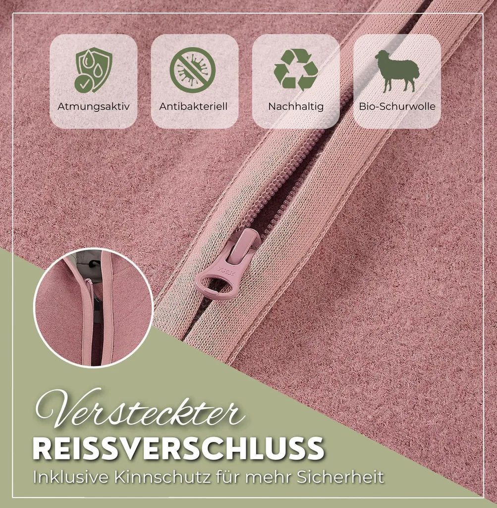 Alavya Home Walkoverall Bio-Schurwolle - Rosa + Khaki - 2er Set 62/68
