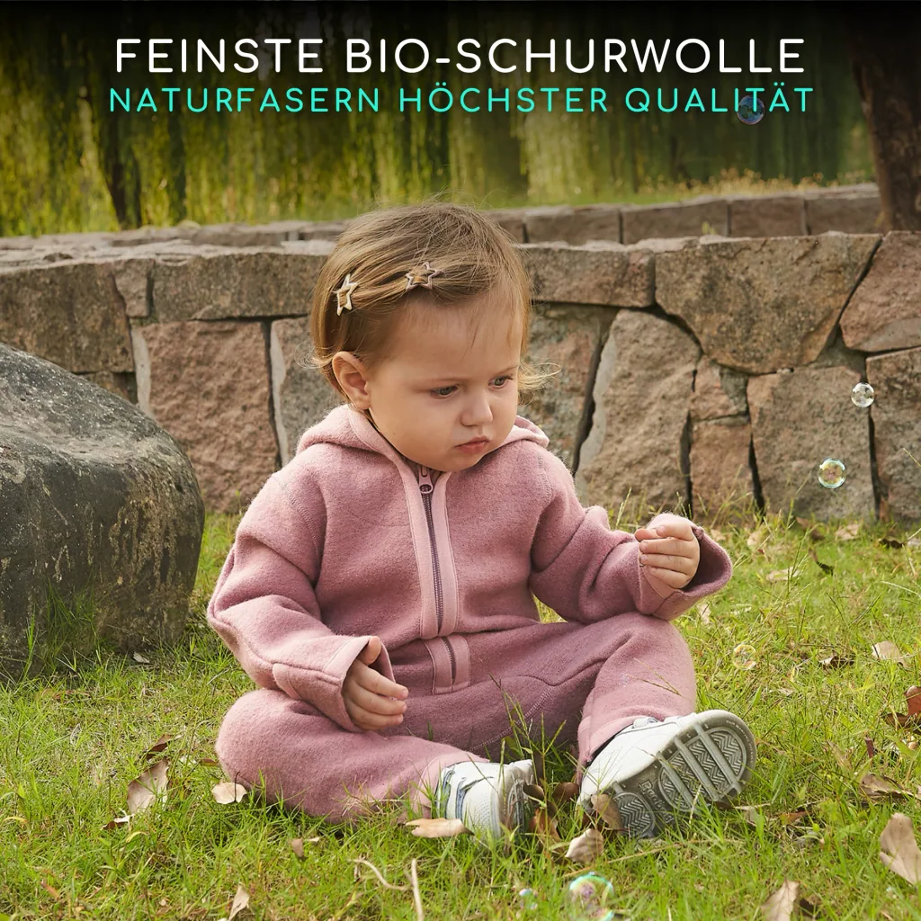 Alavya Home Walkoverall 74/80 Bio-Schurwolle - 2er-Set, Rosa + Khaki