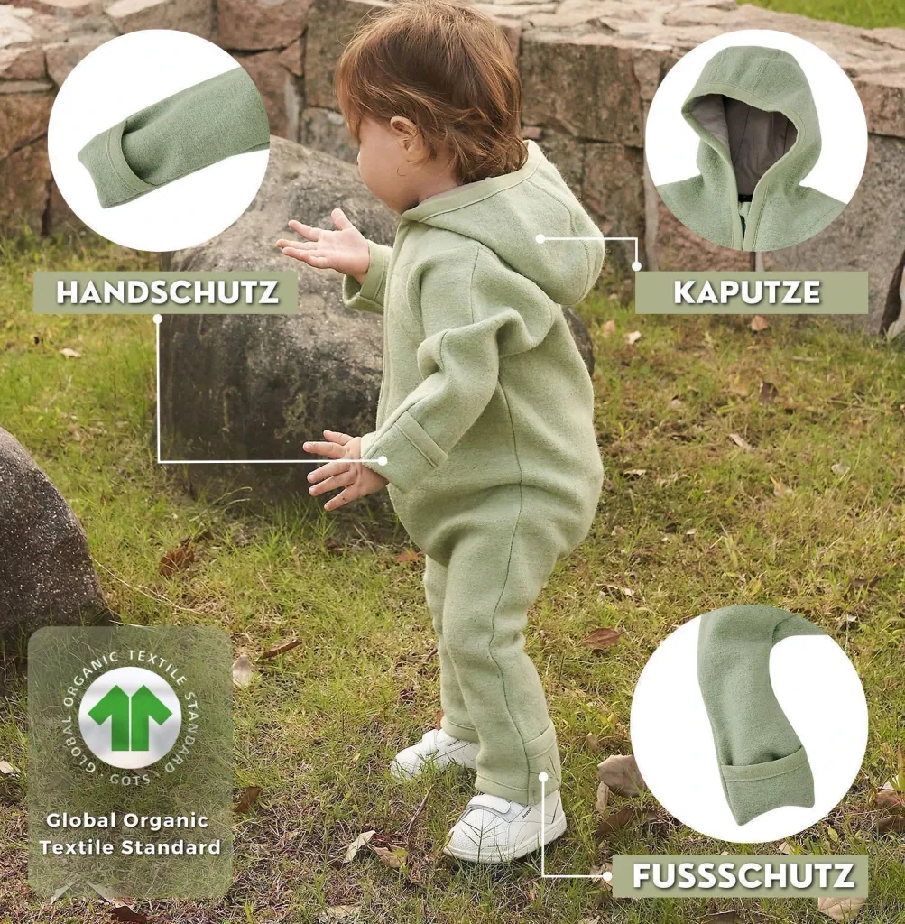 Alavya Home Walkoverall 74/80 Bio-Schurwolle - 2er-Set, Rosa + Khaki