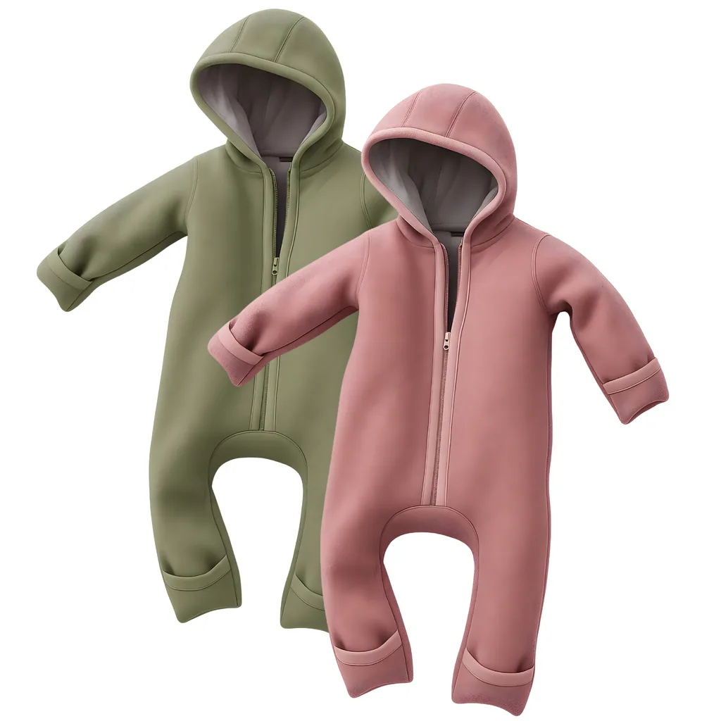 Alavya Home Walkoverall 98/104 Bio-Schurwolle - 2er-Set, Rosa + Khaki