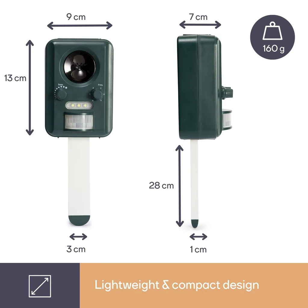 Ultraschall-Tiervertreiber, 13,5-23,5 kHz, Abdeckung 65 m²