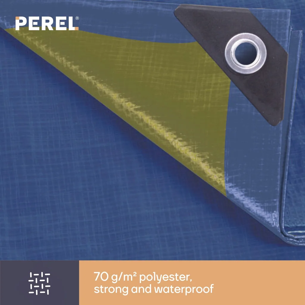 Wasserdichte Plane 5 x 8 m aus Polyester 70 g/m², rechteckige Abdeckplane mit 26 Ösen und verstärkten Ecken