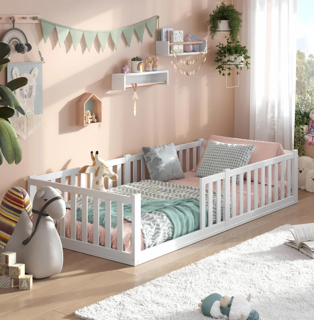 Alavya Home Bodenbett TITAN 90x200 Komplett-Set – Kindermatratze COZY 90 x 200 cm (Kaltschaum)
