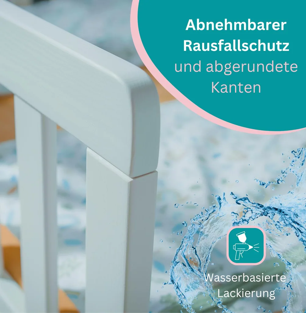 Alavya Home Hausbett CLOUD 90 x 200 cm Komplett-Set – Musselin Dekoset Khaki + Kindermatratze COZY 90 x 200 cm (Kaltschaum)