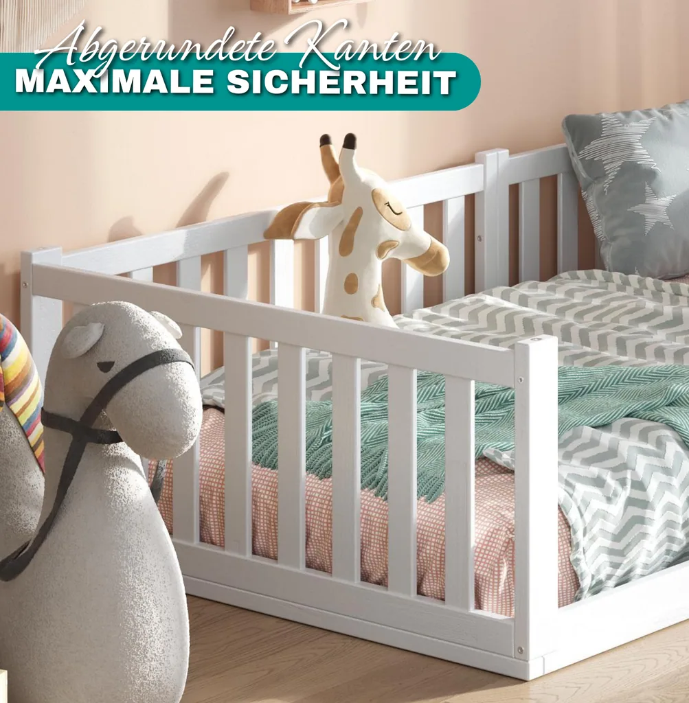 Alavya Home Bodenbett TITAN 80x160 Komplett-Set – Kindermatratze COZY 80 x 160 cm (Kaltschaum)