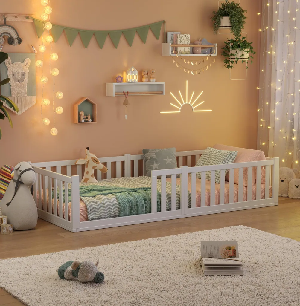 Alavya Home Bodenbett TITAN 80x160 Komplett-Set – Kindermatratze COZY 80 x 160 cm (Kaltschaum)