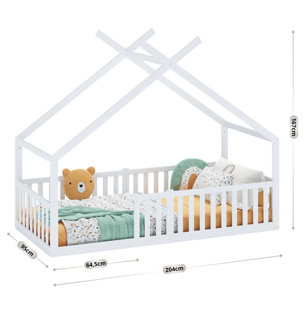 Alavya Home Bodenbett DREAM Komplett-Set 80x160 cm Buche - Weiß