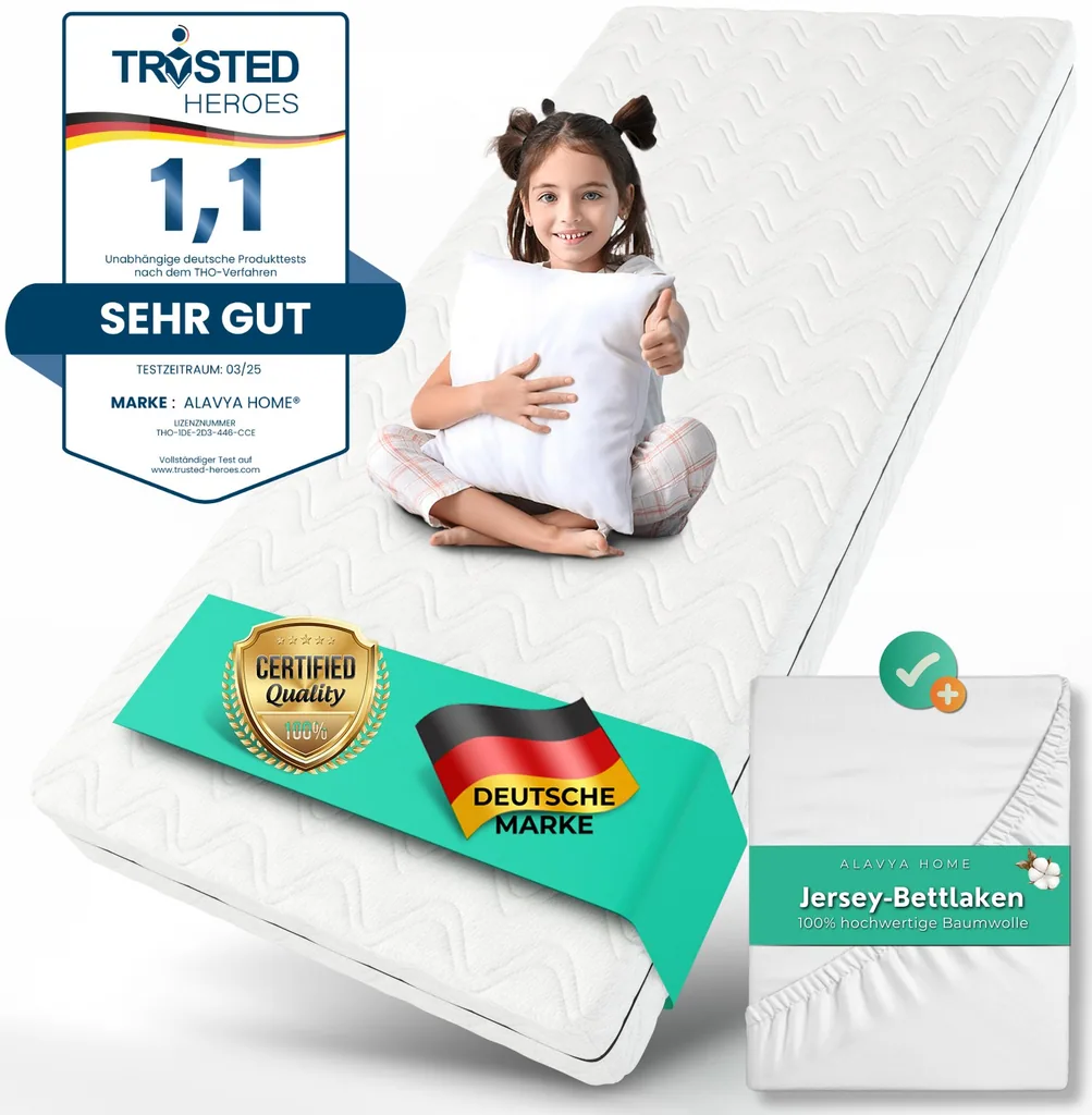 Alavya Home Kindermatratze COZY 3-teiliges Set 70x140 cm Kaltschaum - 3er-Set, Weiß