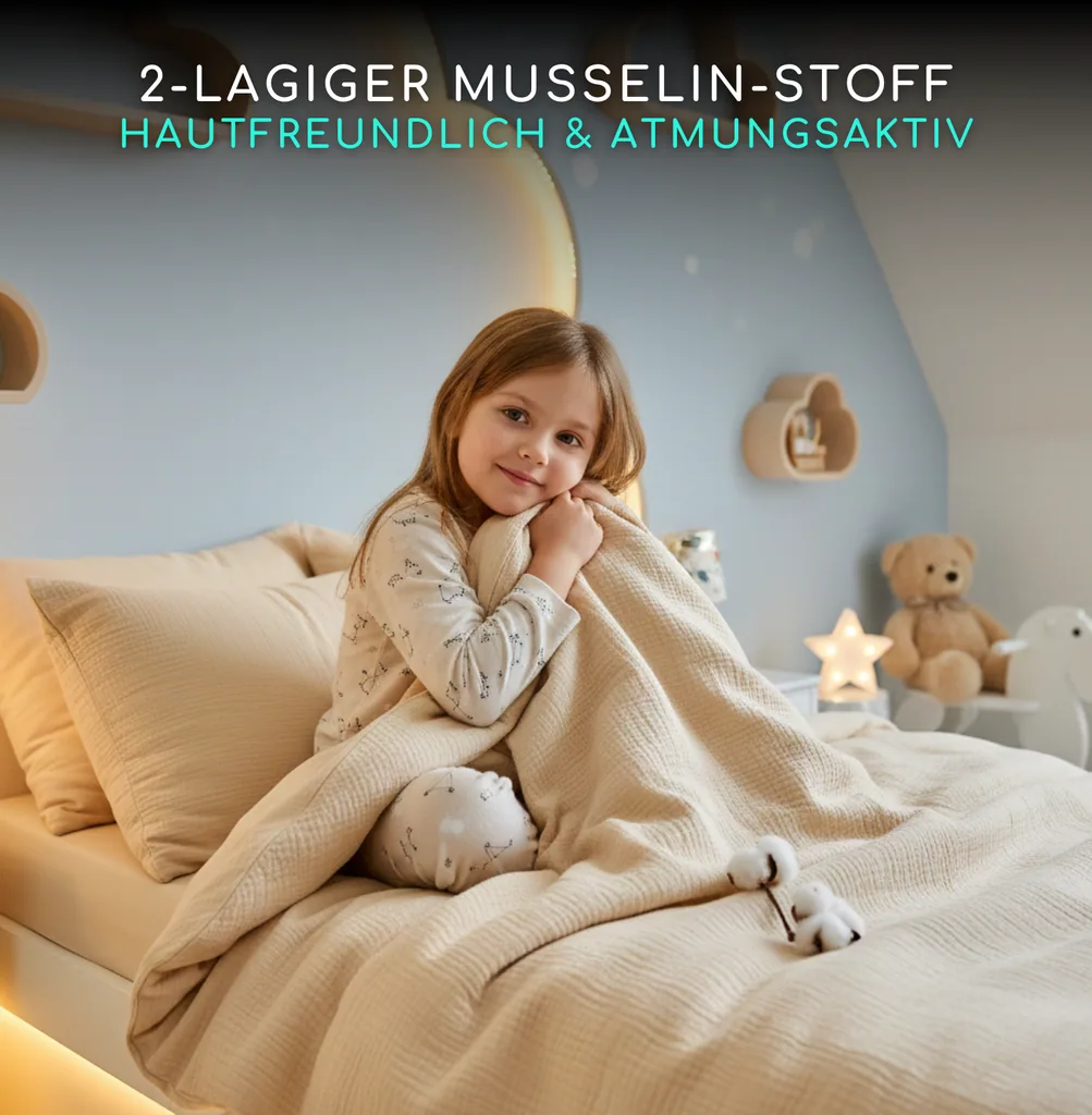 Alavya Home Kinderbettwäsche 135x200 cm Baumwolle - 2er-Set, Beige