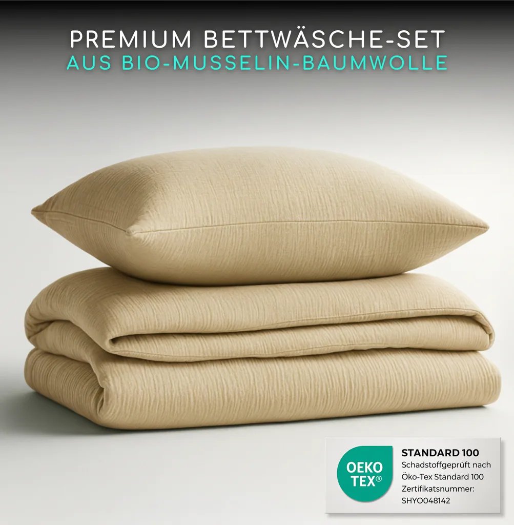Alavya Home Kinderbettwäsche 135x200 cm Baumwolle - 2er-Set, Beige