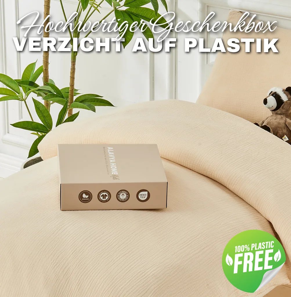Alavya Home Kinderbettwäsche 135x200 cm Baumwolle - 2er-Set, Beige